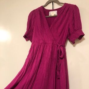 Anthropologie Maeve Fuscia wrap dress